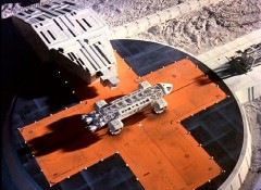 A scene from the British science fiction TV series 'Space:1999', showing an Eagle Transporter on one of the launchpads of Moonbase Alpha. Moonbases have been a staple of science fiction for many decades. Will scenes like this, become a reality? Image Credit: Network Video/Granada Ventures