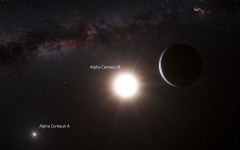 An artist's impression of the planetary candidate orbiting Alpha Centauri B, the closest exoplanet to Earth ever discovered. Image Credit: ESO/L. Calçada