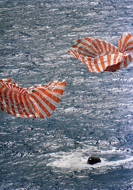 Apollo 14 concludes humanity's third manned lunar landing with a perfect splashdown on 9 February 1971, 43 years ago today. Photo Credit: NASA