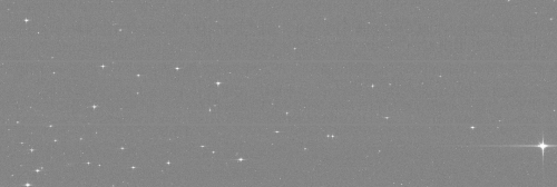 This image of the open star cluster NGC 2516, also known as the Sprinter, was taken after the first focus iteration. The spin rate is still to be synchronized and additional focusing iterations are to be completed to ensure a proper focus and sharp point spread functions. Image Credit: ESA/DPAC/Airbus DS