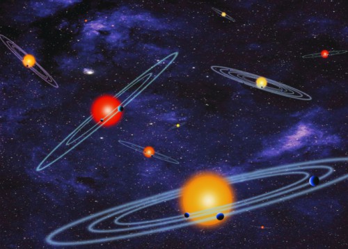 Illustration showing multiple-transiting planetary systems, such as those found by Kepler. Image Credit: NASA