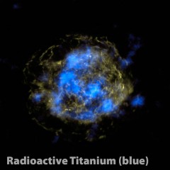 NuSTAR, has, for the first time, imaged the radioactive "guts" of a supernova remnant, the leftover remains of a star that exploded. The NuSTAR data are blue, and show high-energy X-rays. Yellow shows non-radioactive material detected previously by NASA's Chandra X-ray Observatory in low-energy X-rays. Image Credit/Caption: NASA/JPL-Caltech/CXC/SAO