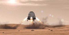 An artist's concept of SpaceX's proposed Red Dragon capsule for trips to the Martian surface. Image Credit: SpaceX