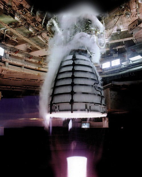 Four RS-25 engines, like the one pictured undergoing a hot-fire test, will power the core stage of NASA's Space Launch System (SLS) -- NASA's new heavy-lift launch vehicle. Image Credit: Aerojet Rocketdyne