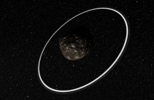 Artist's conception of the asteroid Chariklo with its ring system. Image Credit: ESO/L. Calçada/M. Kornmesser/Nick Risinger