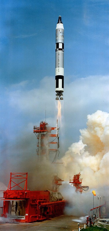 Gemini VIII was launched on 16 March 1966, atop a Titan II booster, from Pad 19 at Cape Kennedy. Photo Credit: NASA