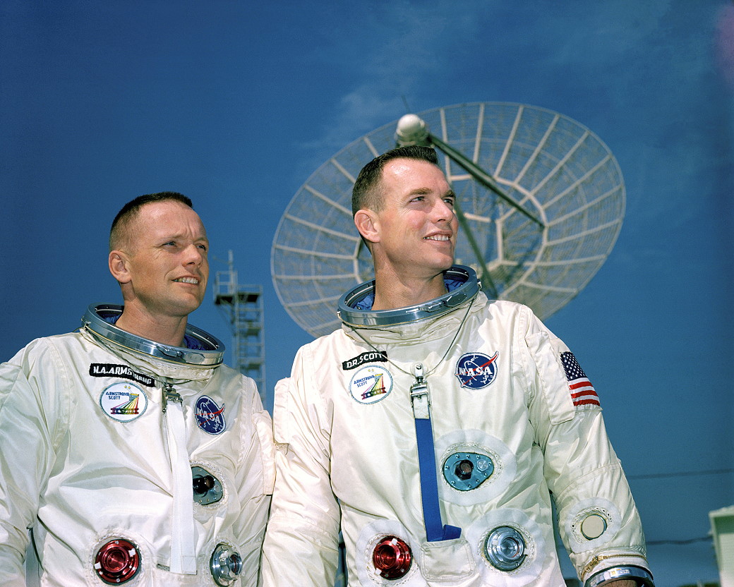 Neil Armstrong (left) and Dave Scott sought to fulfil many of the objectives needed to reach the Moon, including orbital rendezvous and docking. They were the only Gemini crew whose two members both walked on the Moon in their later careers. Photo Credit: NASA