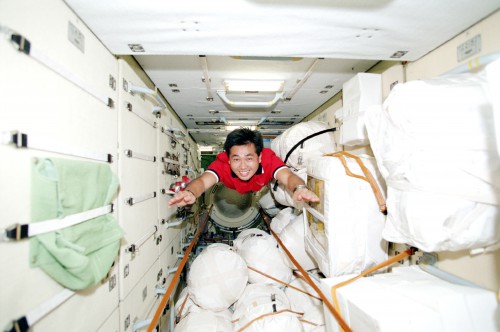 On STS-92 in October 2000, Koichi Wakata became the first Japanese to board the International Space Station (ISS) in orbit. Photo Credit: NASA