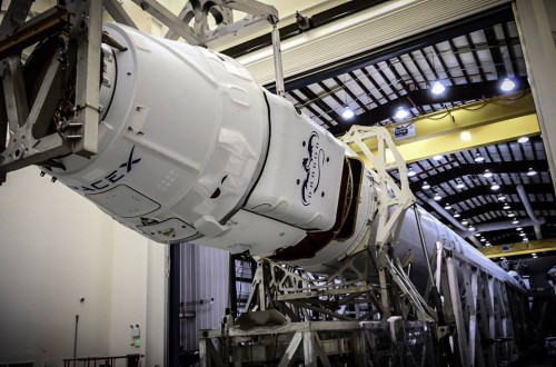 SpaceX's Dragon spacecraft will fly for the first time atop the upgraded Falcon 9 v1.1 NET Friday, 18 April. Photo Credit: SpaceX