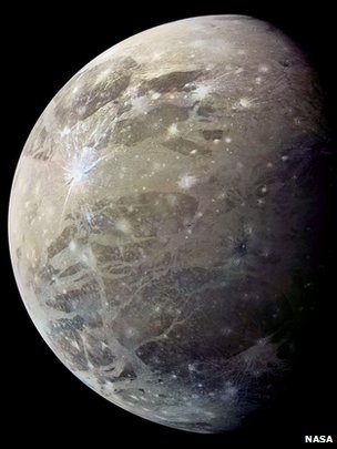 Ganymede, the largest moon in the solar system. Could there be life in its subsurface layered oceans? Photo Credit: NASA / JPL-Caltech