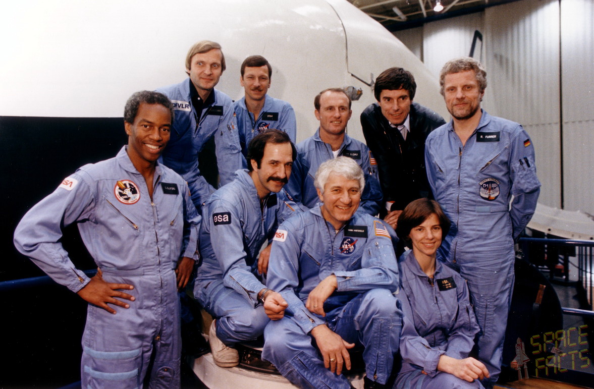 Wubbo Ockels (fourth from left) poses with his fellow 61A crewmates and backup Ulf Merbold (in dark suit) before the October 1985 mission. Photo Credit: NASA