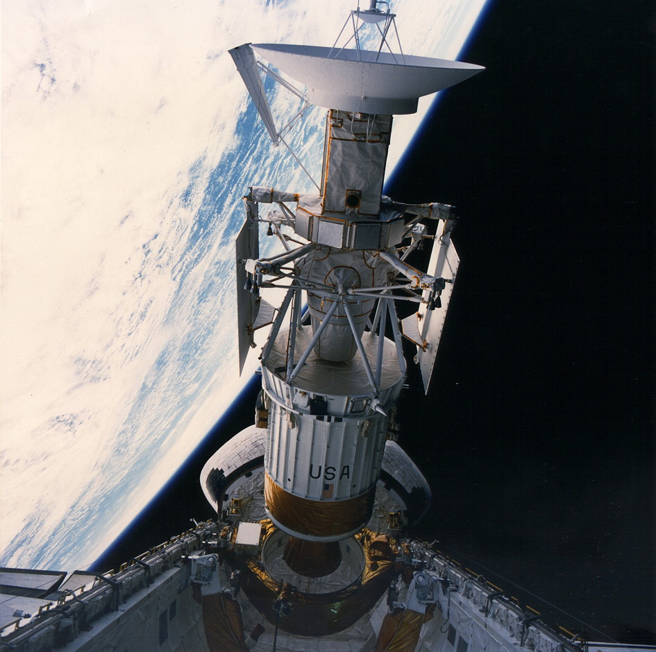Mounted atop Boeing's Inertial Upper Stage (IUS), Magellan departs Atlantis' payload bay on 4 May 1989. Had Challenger not been lost, Magellan might have flown a year earlier, in April 1988, aboard Mission 81I, with a quite different booster: the Centaur-G Prime. Photo Credit: NASA