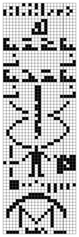 The Arecibo message was the first radio message to be transmitted by SETI in 1974, towards the globular cluster M13, located approximately 26,000 light-years away. Image Credit; Wikipedia