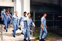 The 51G crew departs the Operations & Checkout Building on the morning of 17 June 1985. Photo Credit: Joachim Becker/SpaceFacts.de