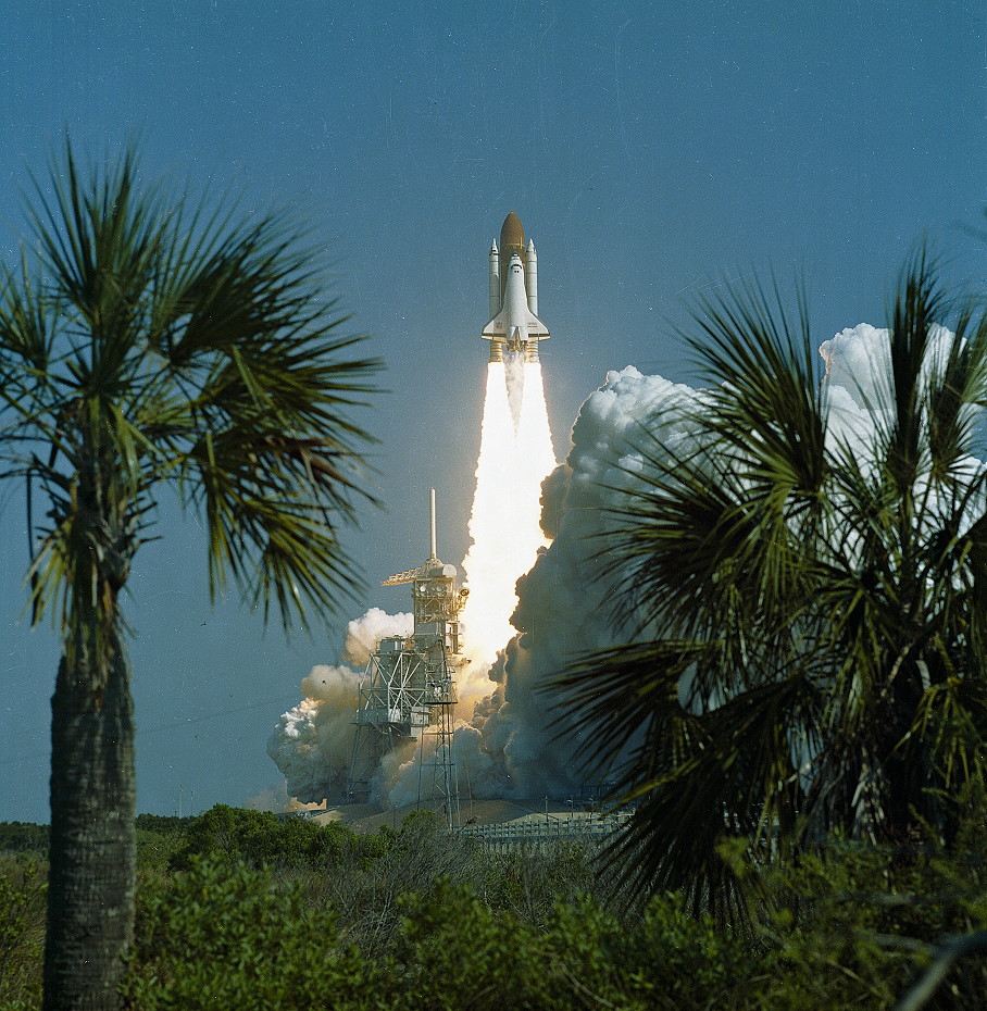 Discovery rockets into orbit on STS-29 in March 1989, carrying more than half of the original crew of Mission 61H. Photo Credit: NASA