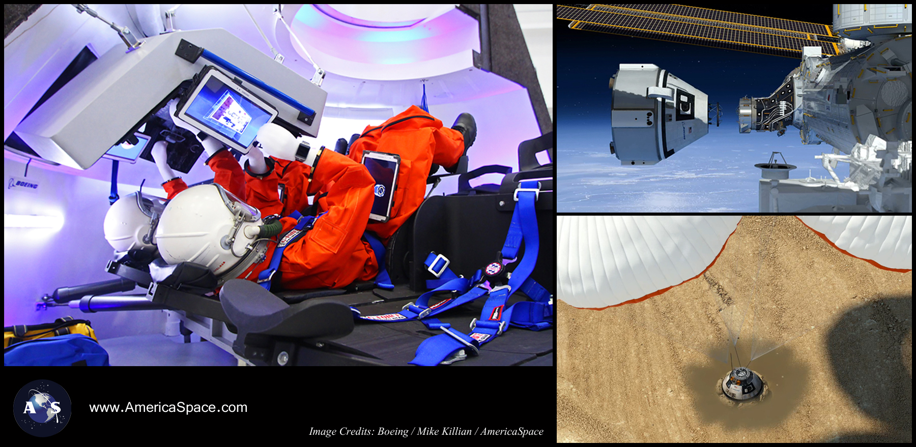 The Boeing Crew Space Transportation spacecraft, or CST-100 for short. Image Credits: Boeing / AmericaSpace / Mike Killian