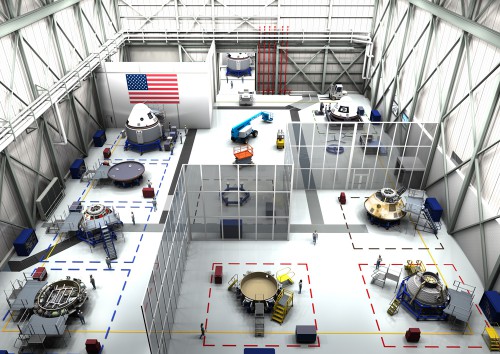 Multiple CST-100 being processed in Boeing's Commercial Crew and Cargo Processing Facility. Image Credit: Boeing