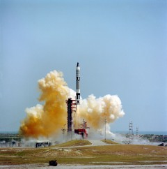 Gemini IV thunders away from Cape Kennedy's Pad 19 on the morning of 3 June 1965, on America's longest manned space mission to date and its first spacewalk. Photo Credit: NASA