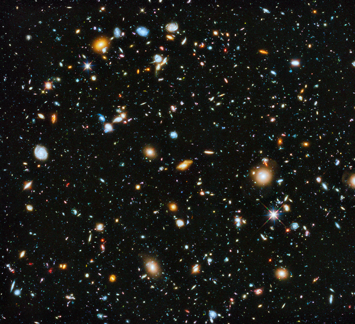 This composite image from the Hubble Space Telescope (HST) showing approximately 10,000 galaxies in brilliant color took nine years to assemble, and sheds light upon star formation in our universe. Image Credit: NASA/ESA