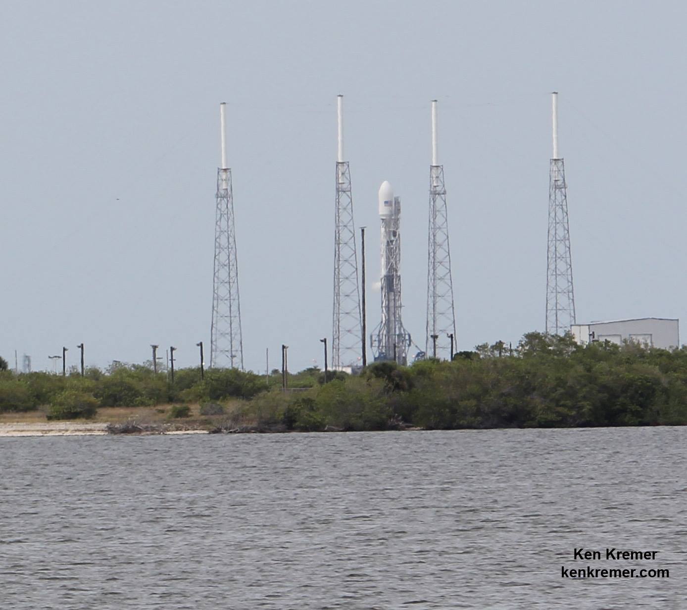SpaceX's Falcon 9 v1.1 stands ready for its static hot-fire test on Friday, 13 June. Photo Credit: Ken Kremer