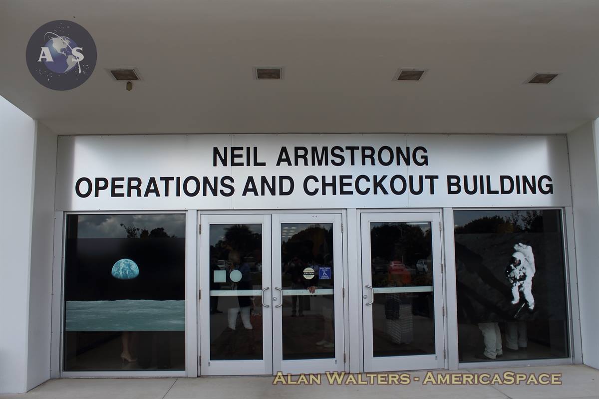The historic "O&C" building at KSC now bears the name of one of the most iconic U.S. astronauts. Photo Credit: Alan Walters/AmericaSpace