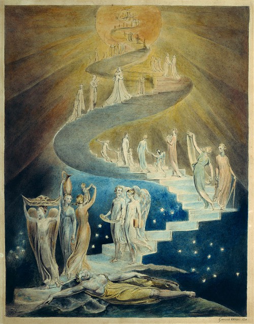 'Jacob's Dream' by English painter William Blake. The ascendance toward the heavens has been a longing that characterized the human species throughout history. On a technological level, this longing was fulfilled with the advent of the Space Age in the 20th century. Image Credit: Wikipedia