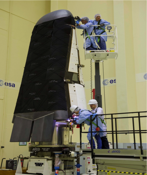 From the ESA: "Engineers are forging ahead with the final tests on ESA’s Intermediate eXperimental Vehicle, IXV, to check that it can withstand the demanding conditions from liftoff to separation from its Vega launcher in November 2014." Photo Credit: ESA