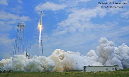 The ORB-2 Cygnus craft was launched Sunday, 13 July, atop Orbital's Antares booster from Pad 0A at the Mid-Atlantic Regional Spaceport (MARS) on Wallops Island, Va. Photo Credit: Ken Kremer/AmericaSpace