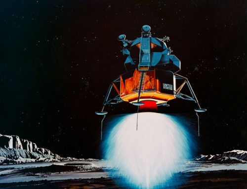 Artist's impression of the final stages of Powered Descent. Image Credit: TRW Inc.