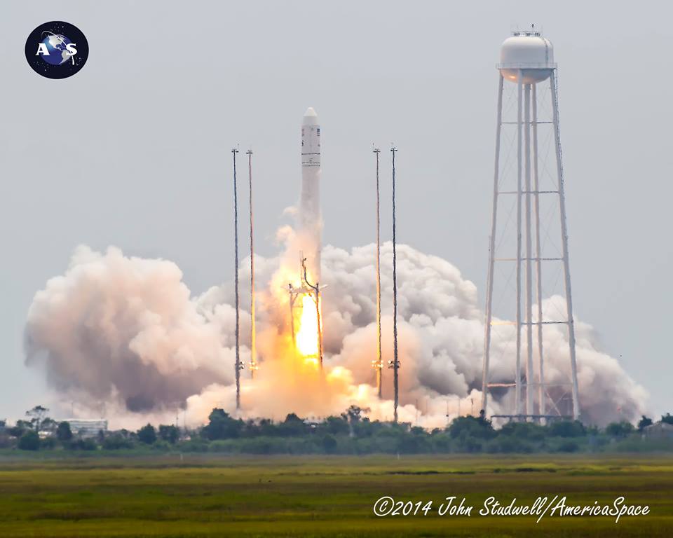 Antares rumbles away from Pad 0A at the Mid-Atlantic Regional Spaceport (MARS) at 12:52 p.m. EDT Sunday, 13 July. Photo Credit: John Studwell/AmericaSpace