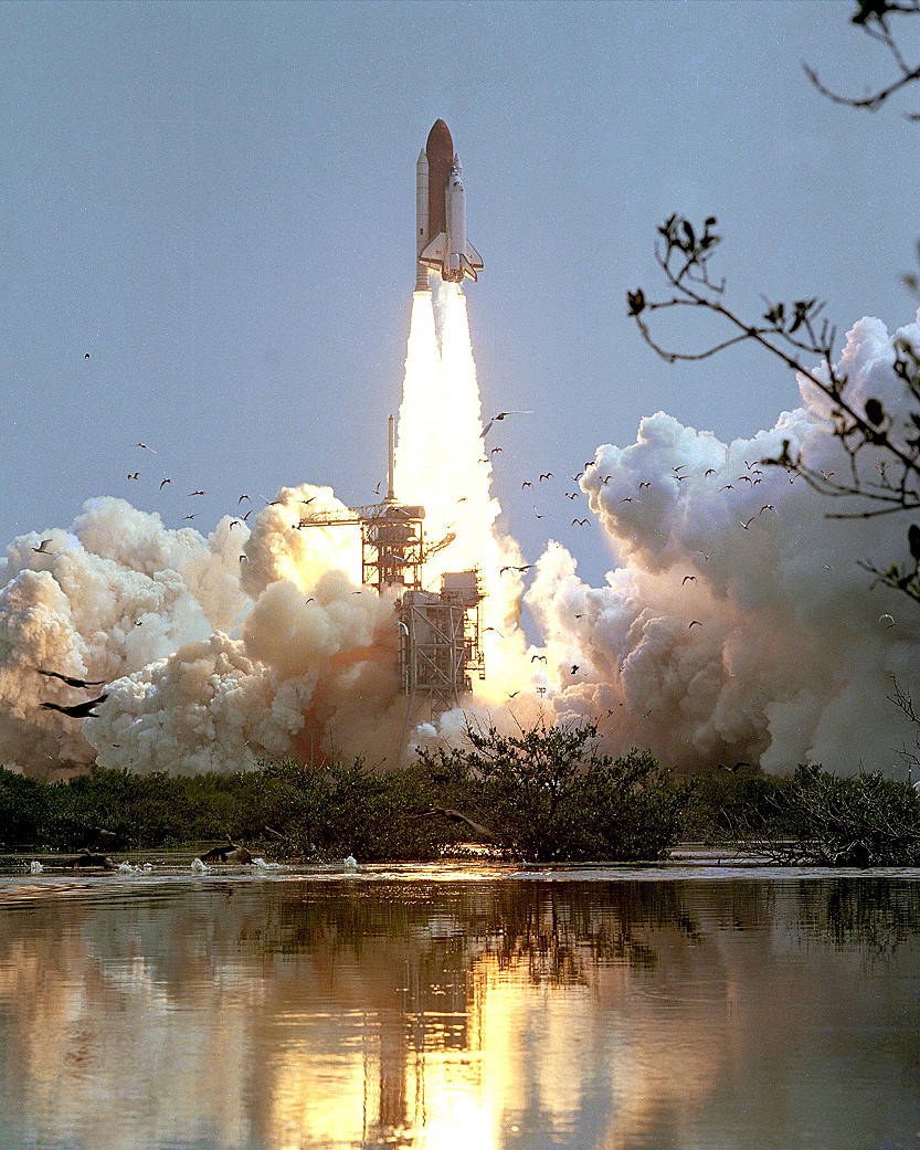 Columbia roars into orbit on 27 June 1982, kicking off the STS-4 mission. Photo Credit: Joachim Becker/SpaceFacts.de