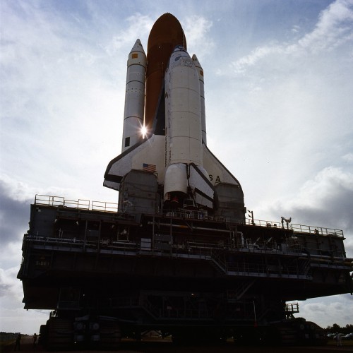 STS-4 rolls out to Pad 39A, ahead of Columbia's fourth launch into orbit. Photo Credit: Joachim Becker/SpaceFacts.de