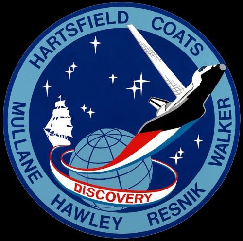 Named in honor of Captain James Cook's ship, the spacefaring Discovery was embarking on a 27-year, 39-flight career. The 41D crew patch, emblazoned with the names of the six astronauts, also includes the experimental solar sail, provided by NASA's Office of Aeronautics and Space Technology (OAST). Image Credit: NASA