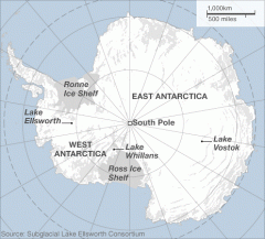 Locations of some of the major subglacial Antarctic lakes. Image Credit: Subglacial Lake Ellsworth Consortium