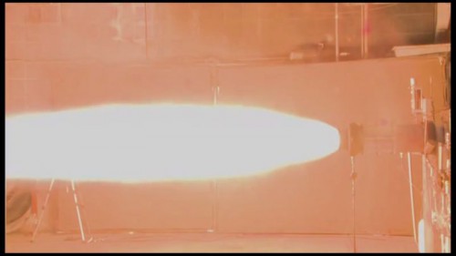 Test firing Aerojet's completely 3D printed Baby Bantam rocket engine in June 2014. Photo Credit: Aerojet Rocketdyne