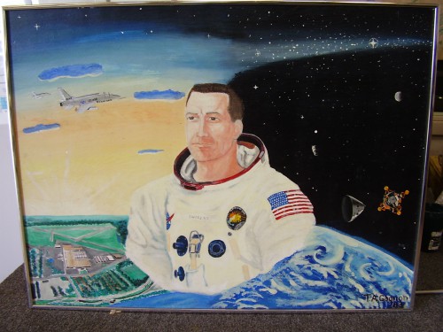 Artist Tim Gagnon's painting of Jack Swigert is displayed at the Connecticut Air National Guard Headquarters in East Granby, Connecticut. Image Credit: Tim Gagnon with permission from the artist