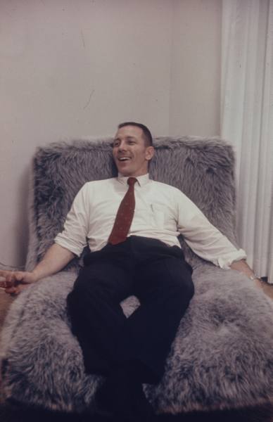 Swigert in his infamous fur recliner, 1970. Photo Credit: LIFE magazine