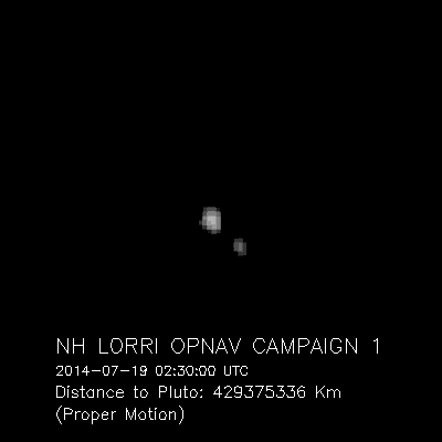 This animation of Pluto and its largest moon Charon, was created by a total of 12 images that were taken by NASA's New Horizons spacecraft as it raced toward Pluto in July 2014. Covering almost one full rotation of Charon around Pluto, the 12 images were taken between 19 and 24 July with the spacecraft’s Long Range Reconnaissance Imager (LORRI) telescopic camera – at distances ranging from about 267 million to 262 million miles (429 million to 422 million kilometers). Image Credit: NASA/Johns Hopkins University Applied Physics Laboratory/Southwest Research Institute