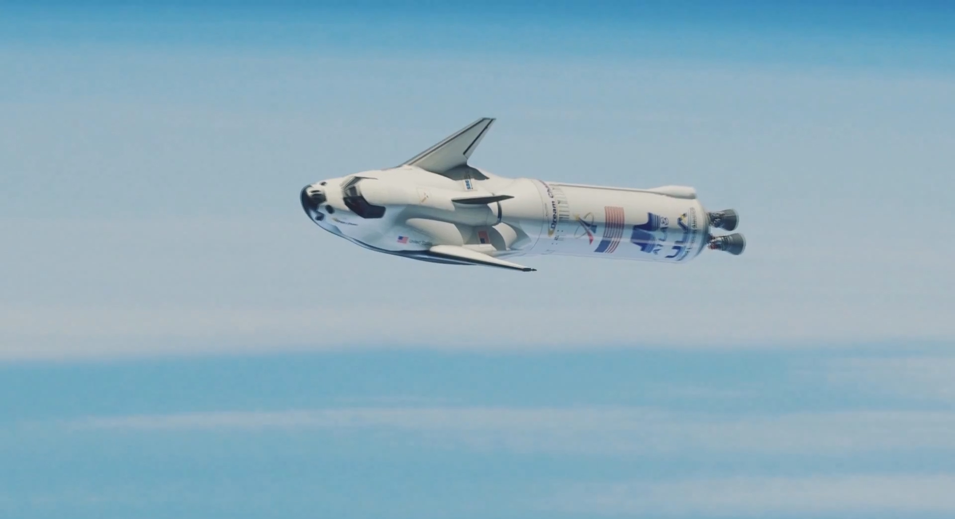 Dream Chaser propelled to space by ULA Atlas V Rocket 2nd stage after liftoff from Cape Canaveral Air Force Station, Florida.  Credit: Sierra Nevada Corporation (SNC)