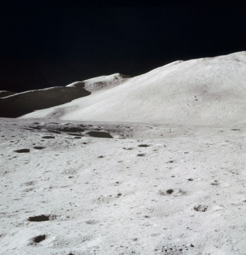 Spectacular view of Hadley Delta, captured by Dave Scott during his stand-up EVA through the lunar module's overhead hatch. Photo Credit: NASA