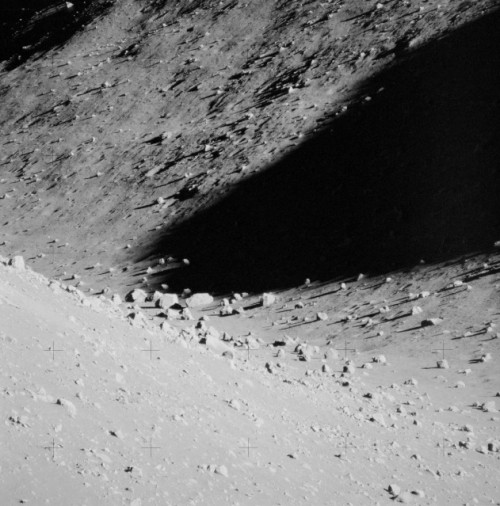 The boulder-strewn interior of Hadley Rille. Photo Credit: NASA