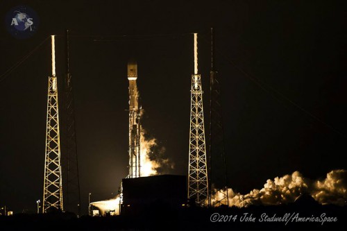 Tuesday morning's launch was the fourth SpaceX mission of 2014 and the sixth overall flight by the Falcon 9 v1.1 vehicle. Photo Credit: John Studwell/AmericaSpace