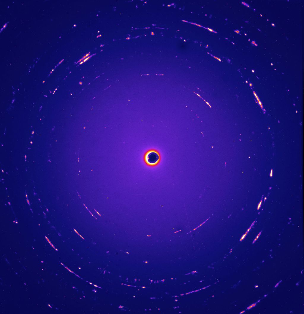 A team of researchers has identified seven dust particles that were returned to Earth in 2006 by NASA's Stardust spacecraft, which might have originated in the interstellar medium. This false-color image shows a diffraction pattern created by one of these particles, named Orion. Image Credit: Zack Gainsforth