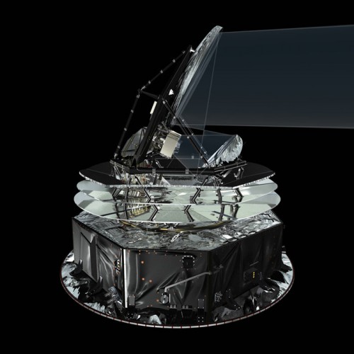 The Planck satellite and telescope. Photo Credit: ESA (Image by AOES Medialab)