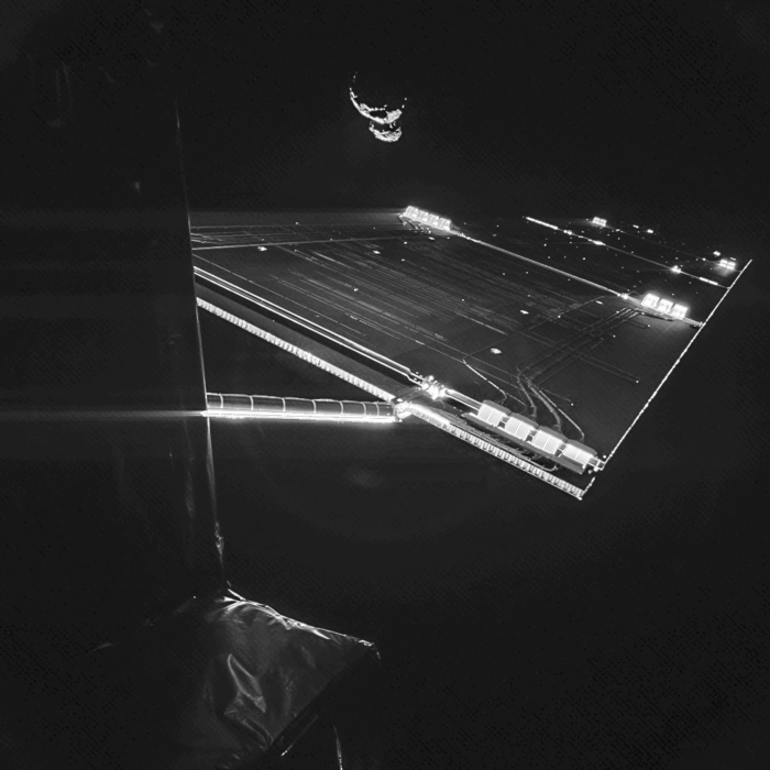 From the European Space Agency (ESA): "Using the CIVA camera on Rosetta’s Philae lander, the spacecraft have snapped a ‘selfie’ at comet 67P/Churyumov–Gerasimenko." Image Credit: ESA/Rosetta/Philae/CIVA