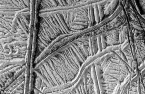 Fissures and ridges like these on Europa's icy surface appear to be locations for the Europan equivalent of plate tectonics. new research shows. Photo Credit: NASA/JPL-Caltech