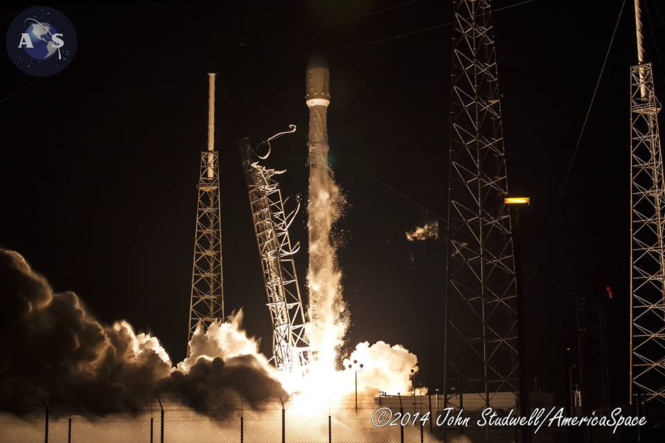 SpaceX has successfully lofted its fifth Falcon 9 v1.1 mission of 2014, and its seventh flight of the upgraded booster in less than 12 months. Photo Credit: John Studwell/AmericaSpace