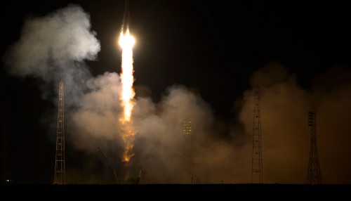 Soyuz TMA-12M roars into orbit from the Baikonur Cosmodrome in Kazakhstan on 25/26 March 2014. Photo Credit: NASA