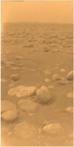 This is the First image that was returned on 14 January 2000 by the Huygens probe following its successful soft landing on Titan.Image Credit: ESA/NASA/JPL/University of Arizona