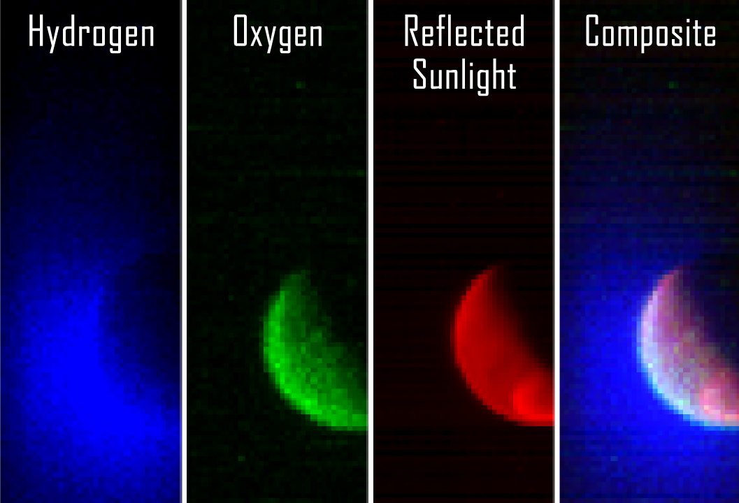 This is the first observation received from NASA’s Mars Atmosphere and Volatile Evolution (MAVEN) spacecraft and was taken by the Imaging Ultraviolet Spectrograph (IUVS) instrument  just 8 hours after achieving orbit on Sept. 21, 2014.  Credit: Laboratory for Atmospheric and Space Physics, University of Colorado/NASA